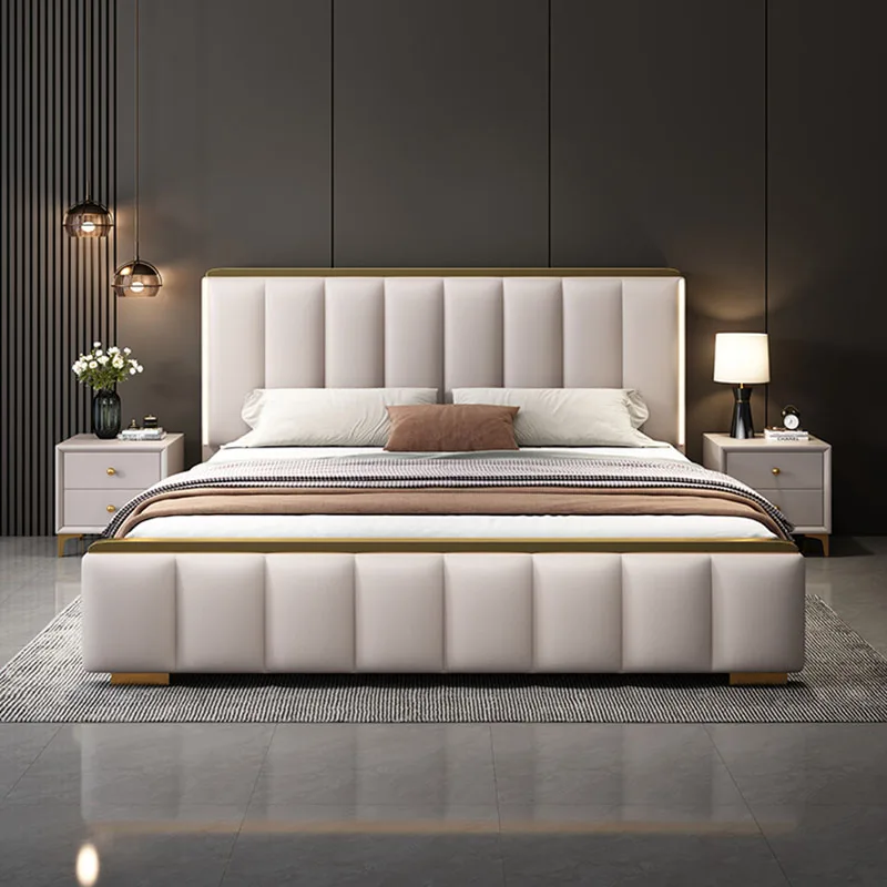 

Modern Aesthetic Bed Bedroom Organiser Wood Luxury King Size Bed Storage Space Cama Casal Multifuncional Home Furniture