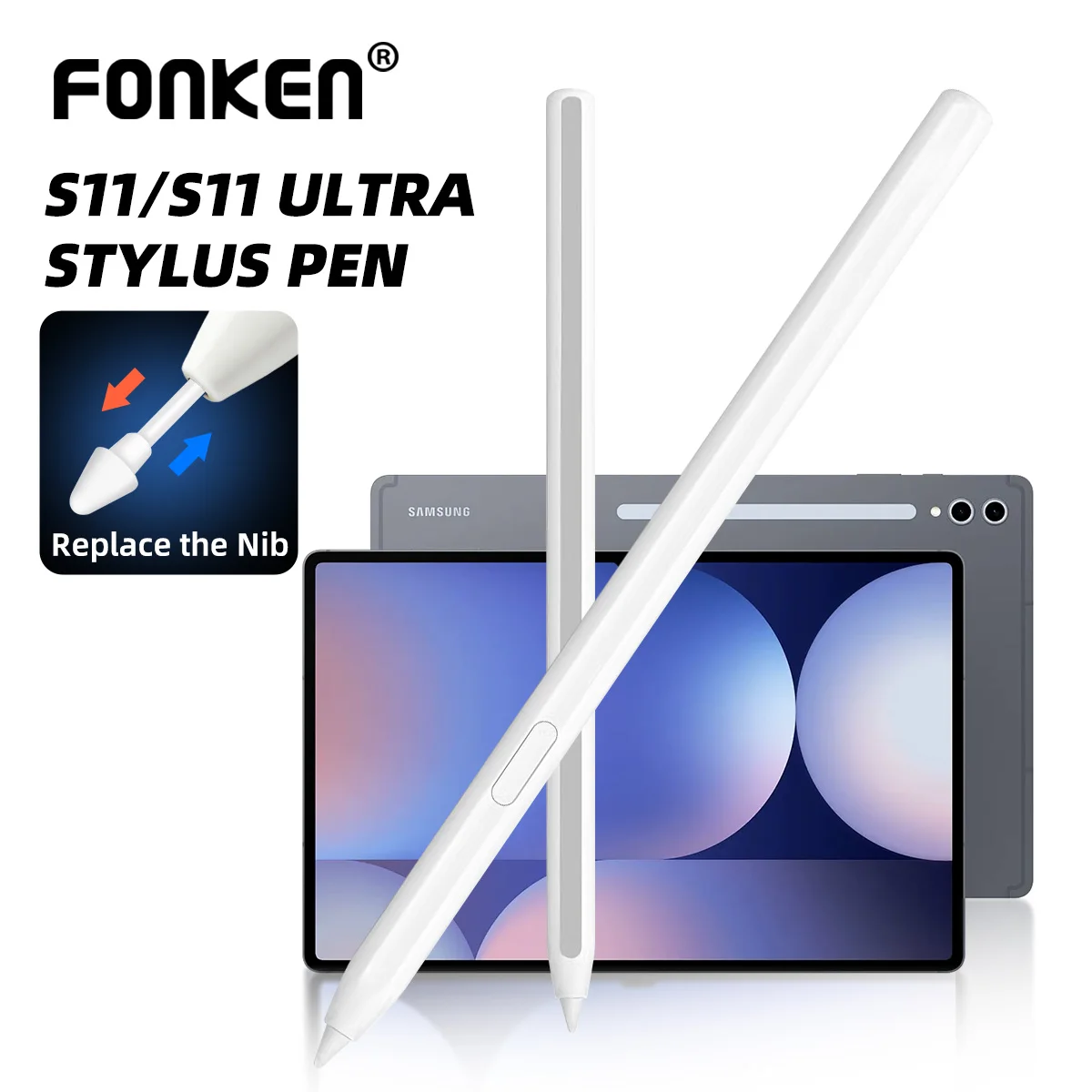 Fonken New Stylus S Pen for Samsung Galaxy Tab S11 S11 Ultra Stylus Sm-X730 X736B/n Sm-X930 X936B/n Pen Replaceable Pen Tip