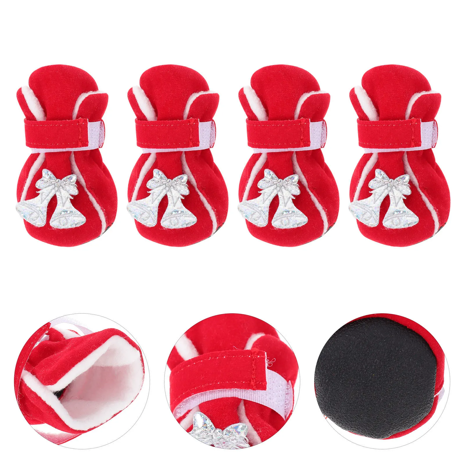 

4Pcs Pet Winter Warm Shoes Christmas Dog Boots Anti-Skid Puppy Paw Protectors Outdoor Use Pet Winter Shoes Dog Boots