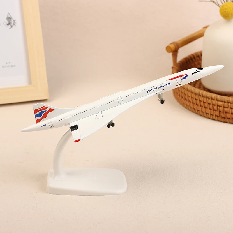 20cm British Concorde Alloy Aircraft Model With Landing Gear Airliner Alloy Diecast Air Plane Model Toys Collection Ornament