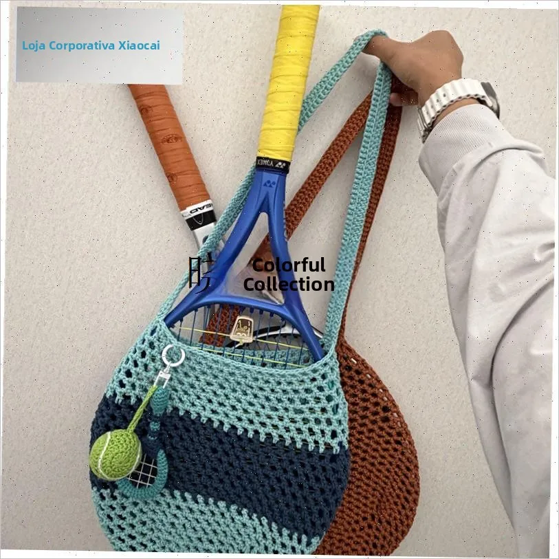 手作りテニスラケットバッグ-diy-フックニードルクロスボディシングルショルダーバッグテニス用品スポーツフィットネスファン用品