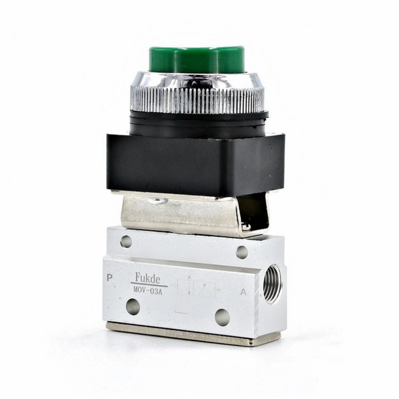 Pneumatic Valve with Push Button Aluminum Alloy Mechanical Pneumatic Valve Green for Machinists, Machine Controls