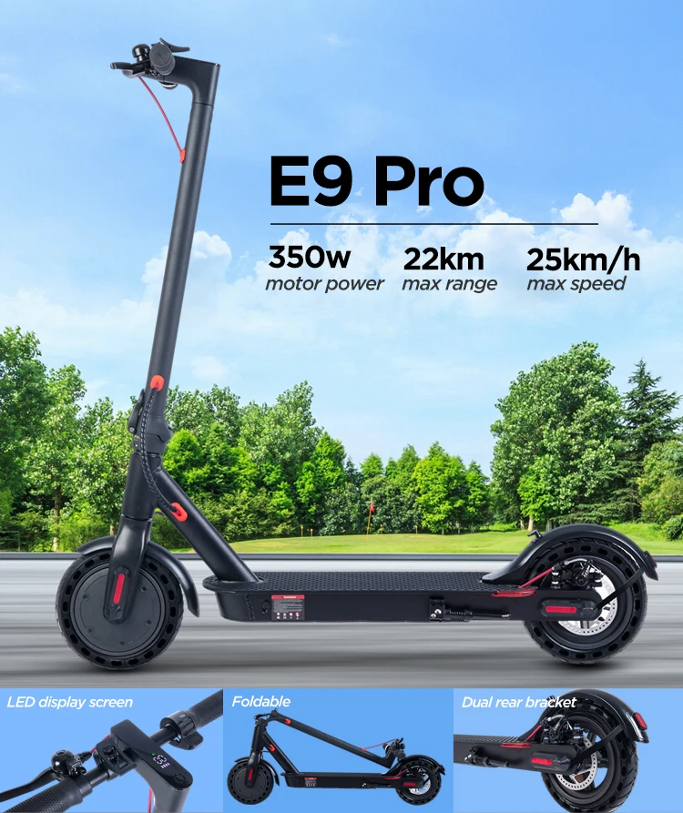 

E9 Pro Electric Scooter Adult Foldable 36v 350w 7.5a E-Scooter