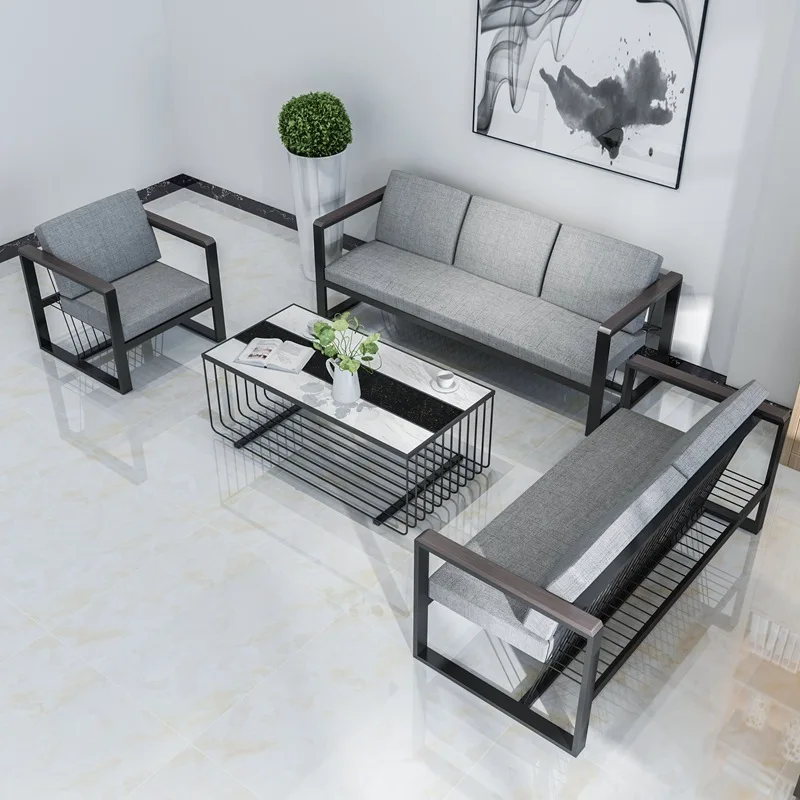 Reception Room Negotiation Sofa Coffee Table Combination B & B Hotel Leisure Fabric Sofa Chair