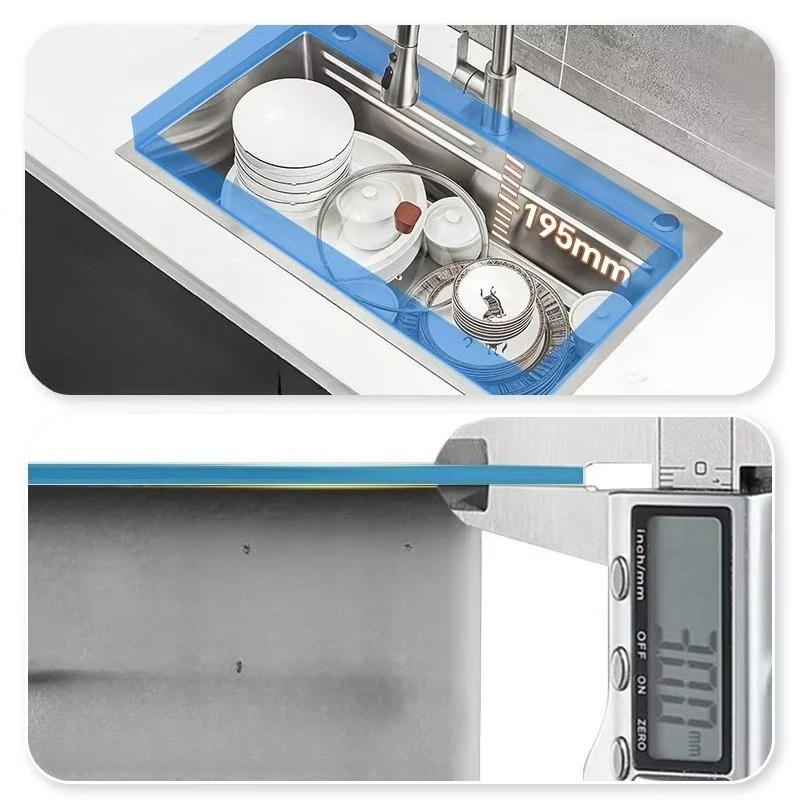 kitchen sink, single basin waterfall style faucet,handmade with thick coating for washing vegetables and dishes
