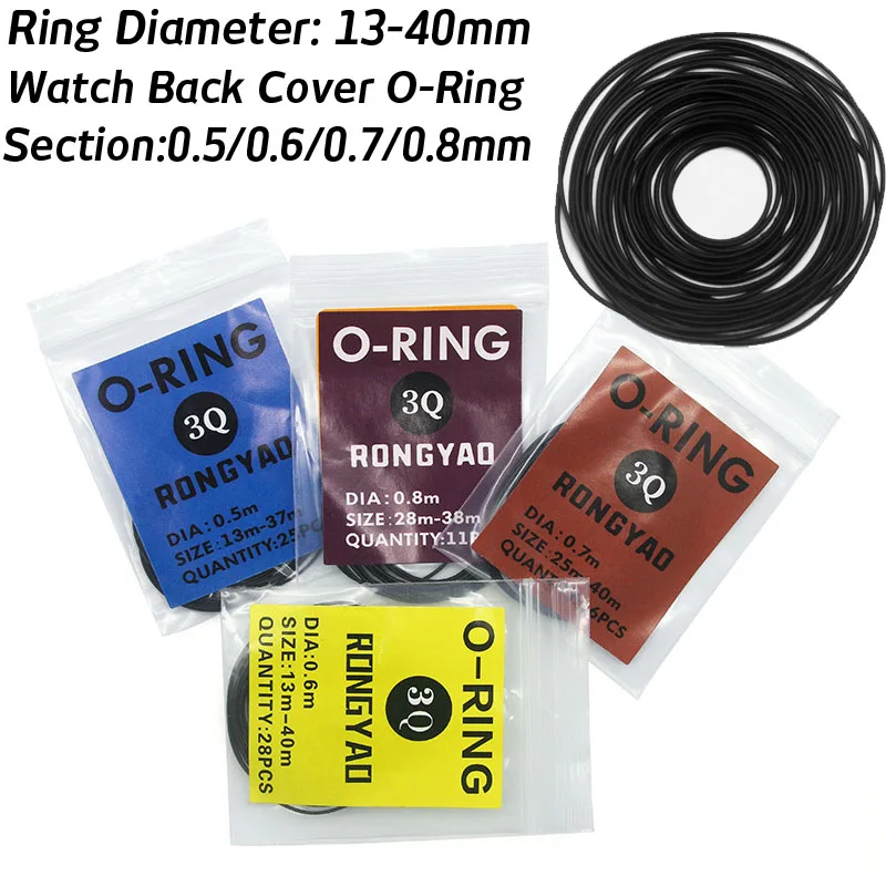 0.5mm 0.6mm 0.7mm 0.8mm Waterproof Watch O-Ring Rubber Watch Back Cover Gaskets Sealing Ring Repair Parts For Watchmaker