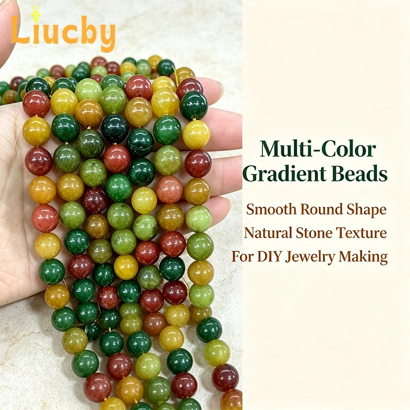Natural Imitation Alxa Jade Mixed Color Round Beads Handmade For Jewelry Making DIY Necklace Bracelet 15' Wholesales 6/8/10/12MM