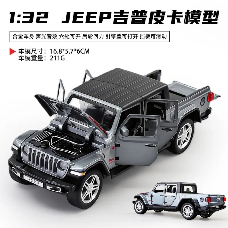 

1:32 JEEP Pickup Alloy Car Model With 6 Open Doors Pull Back Function Sound Light Effects And Sliding Baffle For Collection