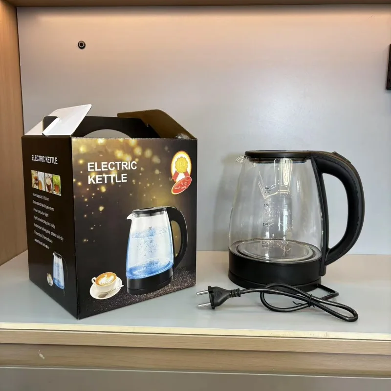 2L Glass Electric Kettle Fast Boiling Water Boiler for 110V / 220V Transparent Glass Water Heater for Home Travel Use