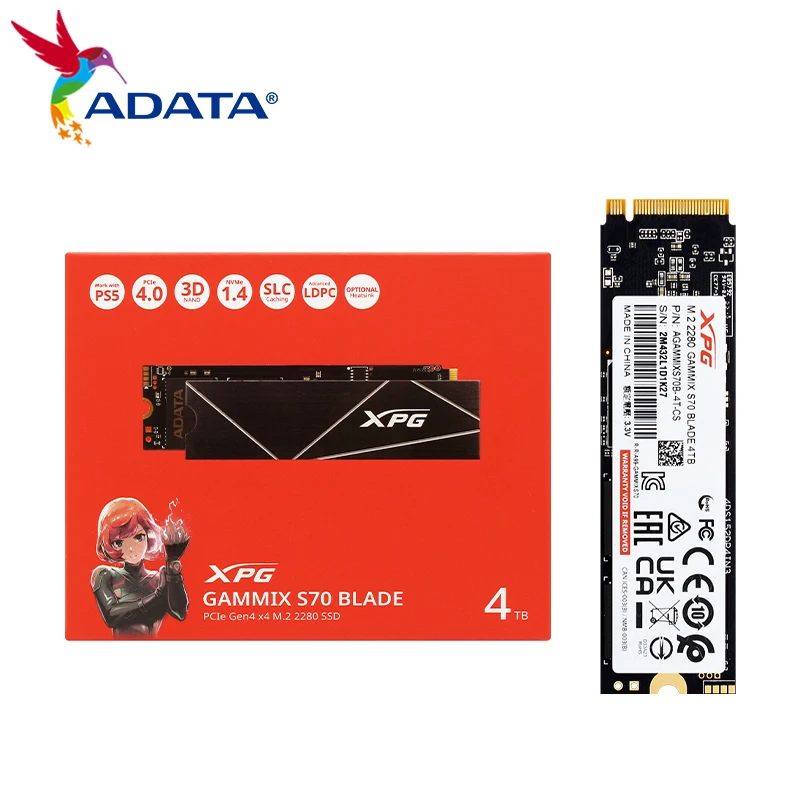 ADATA XPG GAMMIX S70 BLADE SSD PCIe 4x4 NVMe M.2 2280 Solid State Drive 512GB 1TB 2TB 4TB Internal Hard Drive for Desktop Laptop