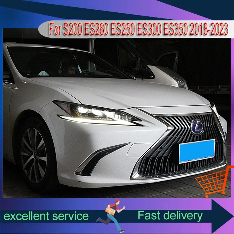 

Стайлинг автомобиля для Lexus S200 ES260 ES250 ES300 ES350 2018-2023, полностью светодиодный DRL, проектор в форме листьев ивы, 3-объектив, инструменты, аксессуары