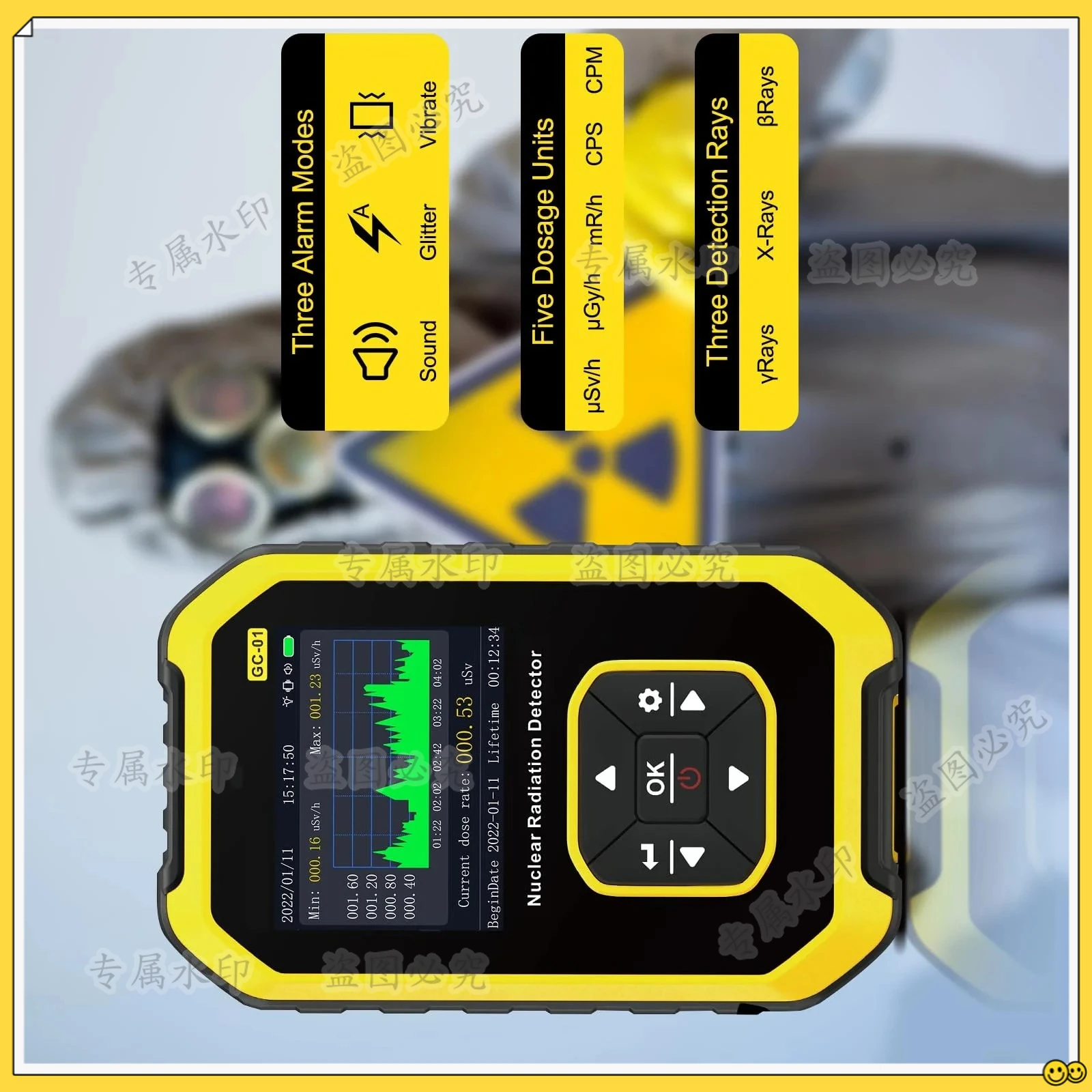 

Цифровой измеритель радиоактивности (счетчик Гейгера) для мониторинга β, γ, рентгеновского излучения в реальном времени