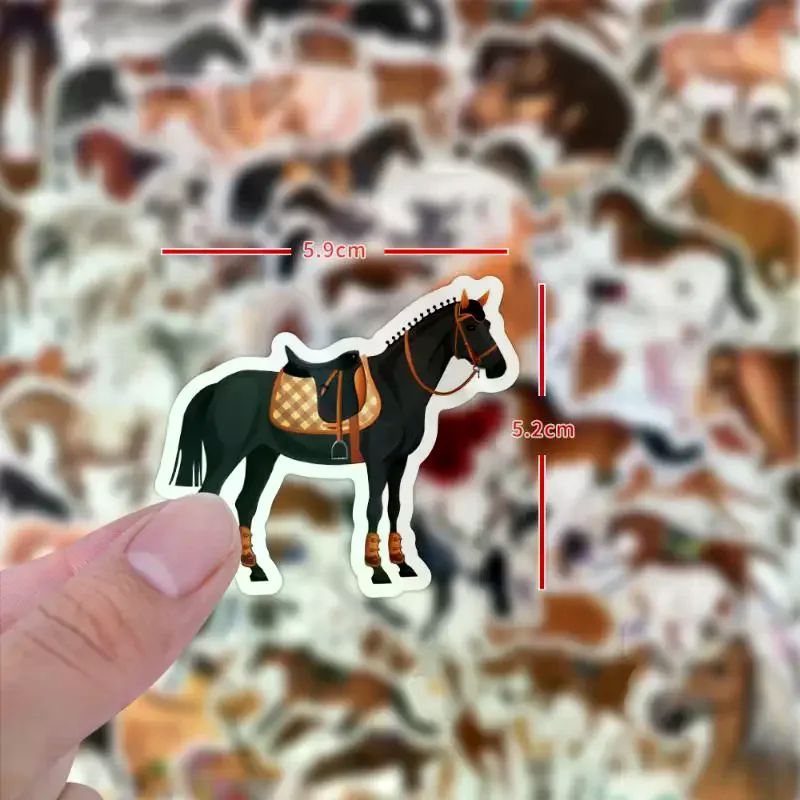 Charming Galloping Horse Cartoon Stickers Pack of 60, Waterproof PVC, Ideal for Decoration