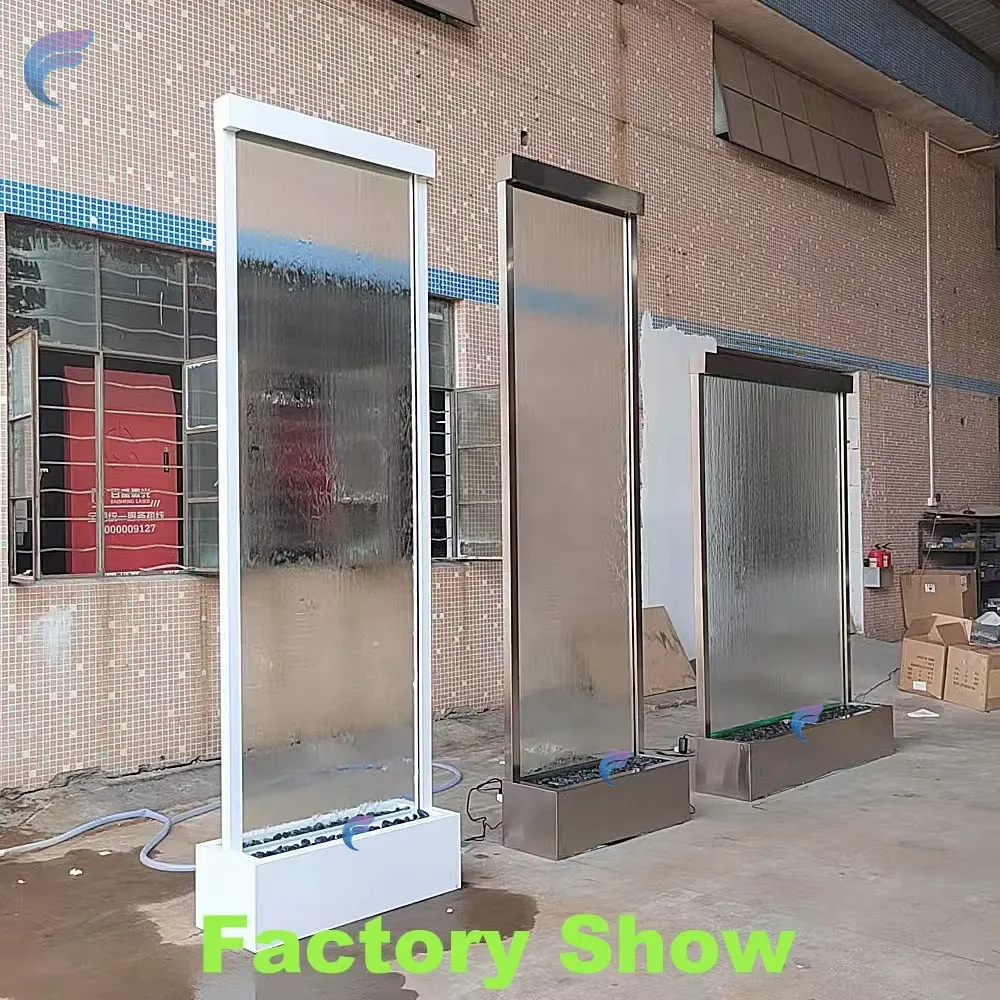 Customization.Custom Made Indoor Glass Waterfall Fountain Free Standing Water Fall Wall Panel Waterfall
