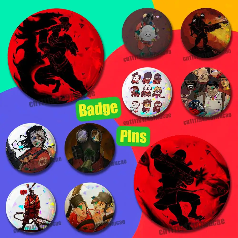 For Team Fortress 2 TF2 Pin Case DIY Insignia Badge Emblem Round Brooch Button Hat Cap Laser Film