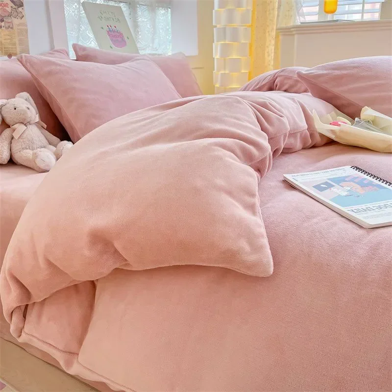 

1pcs Winter Warm Duvet Cover Coral Fleece Quilt Cover Gray Pink Single Twin Queen King Bed Comforter Case Blanket Velvet Bedding