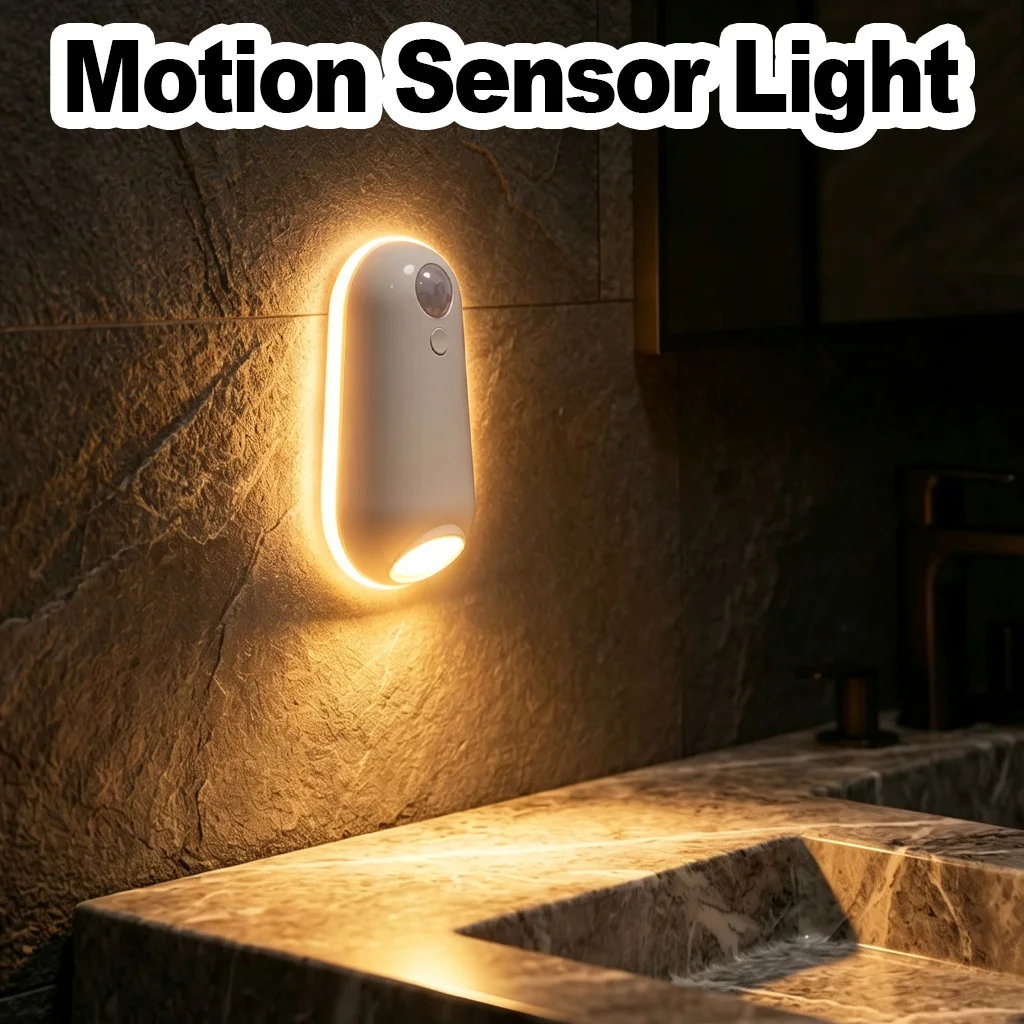 Toilet Night Lights LED Motion Sensor Rechargeable Color Changing Bathroom Bowl Wireless Indoor Room Home Elderly Stair Hallway