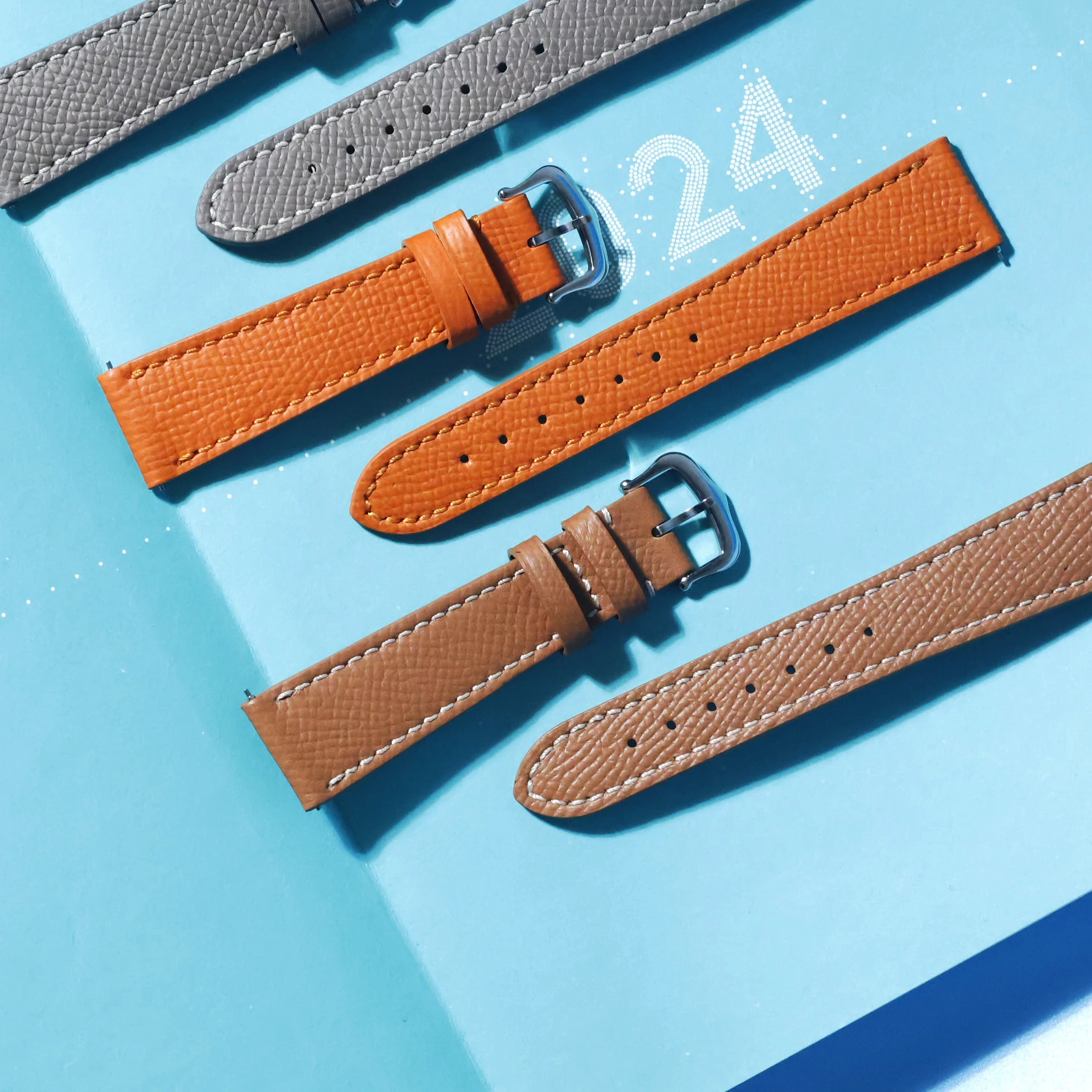 Couro genuíno frança epsom para montblanc longines hermès rolex omega pulseira de relógio de liberação rápida universal cabeça plana