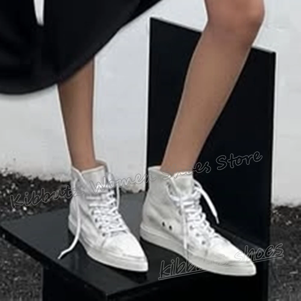 

Lace-Up Sneaker Pumps Vintage Pointed Toe Flat with Fashion Novelty Sexy Elegant Comfortable Luxury Women Sports Shoes Outdoor