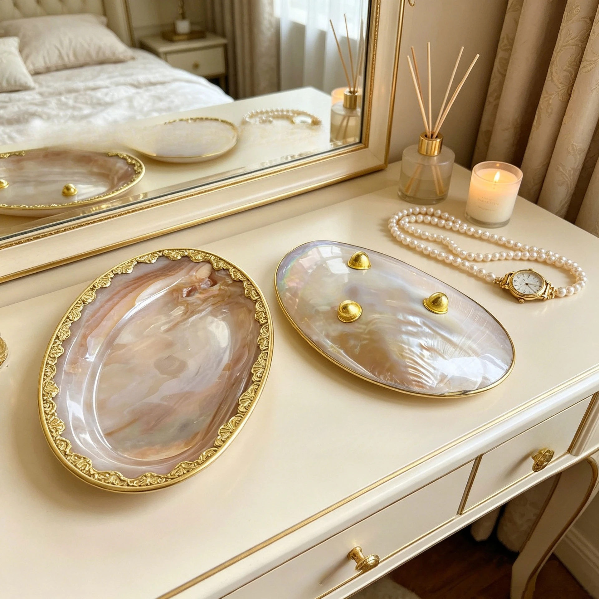 Deep sea natural shell, snail, decorative plate, desktop storage, light luxury, high-end ornaments, home furnishing ideas