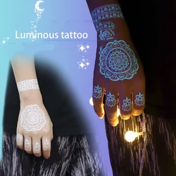 Blue Luminous Glow Tattoo Sticker Waterproof Temporary Finger Wrist Body Art False Butterfly Tattoo for Music Festival Party