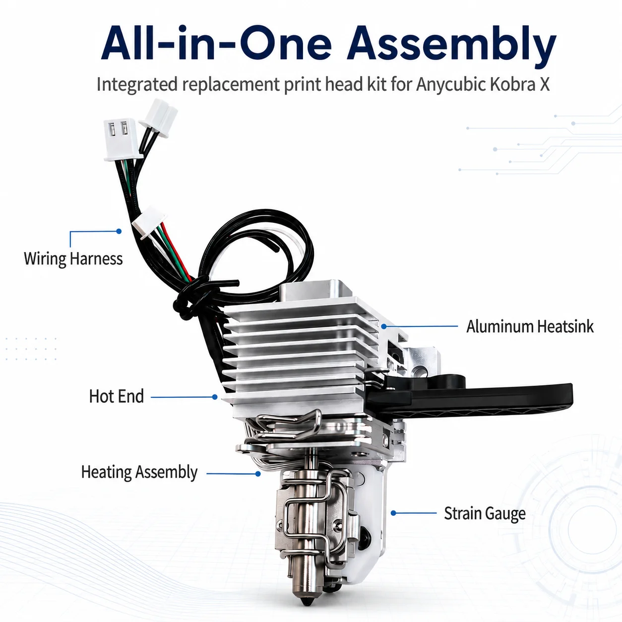 Quick Release Replacement Hotend Heating Assembly Kit Compatible with Anycubic Kobra X Print Head Nozzle 3D Printer Accessories