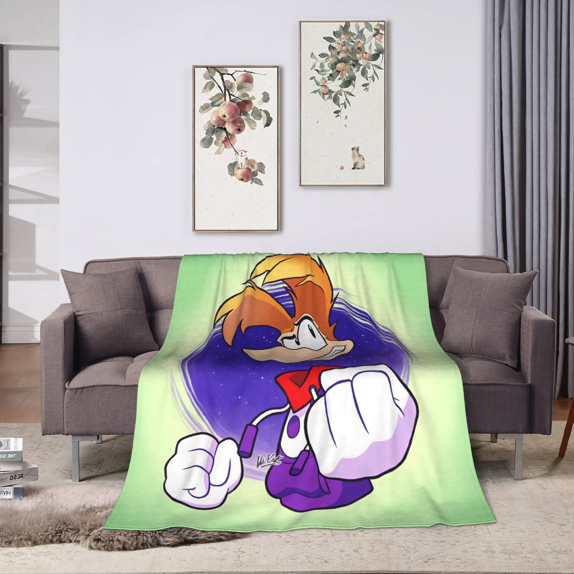 Warm Comfy Blanket Travel Office Flying fist attack Raymans Throw Blanket Pattern  Bedspread For Bedroom
