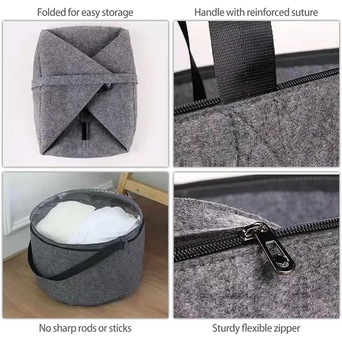 Holder Bag Felt Storage Box Dust Case Household Goods Sundries Storage Hats Bucket Clothes Organizers Large Capacity Travel Bags