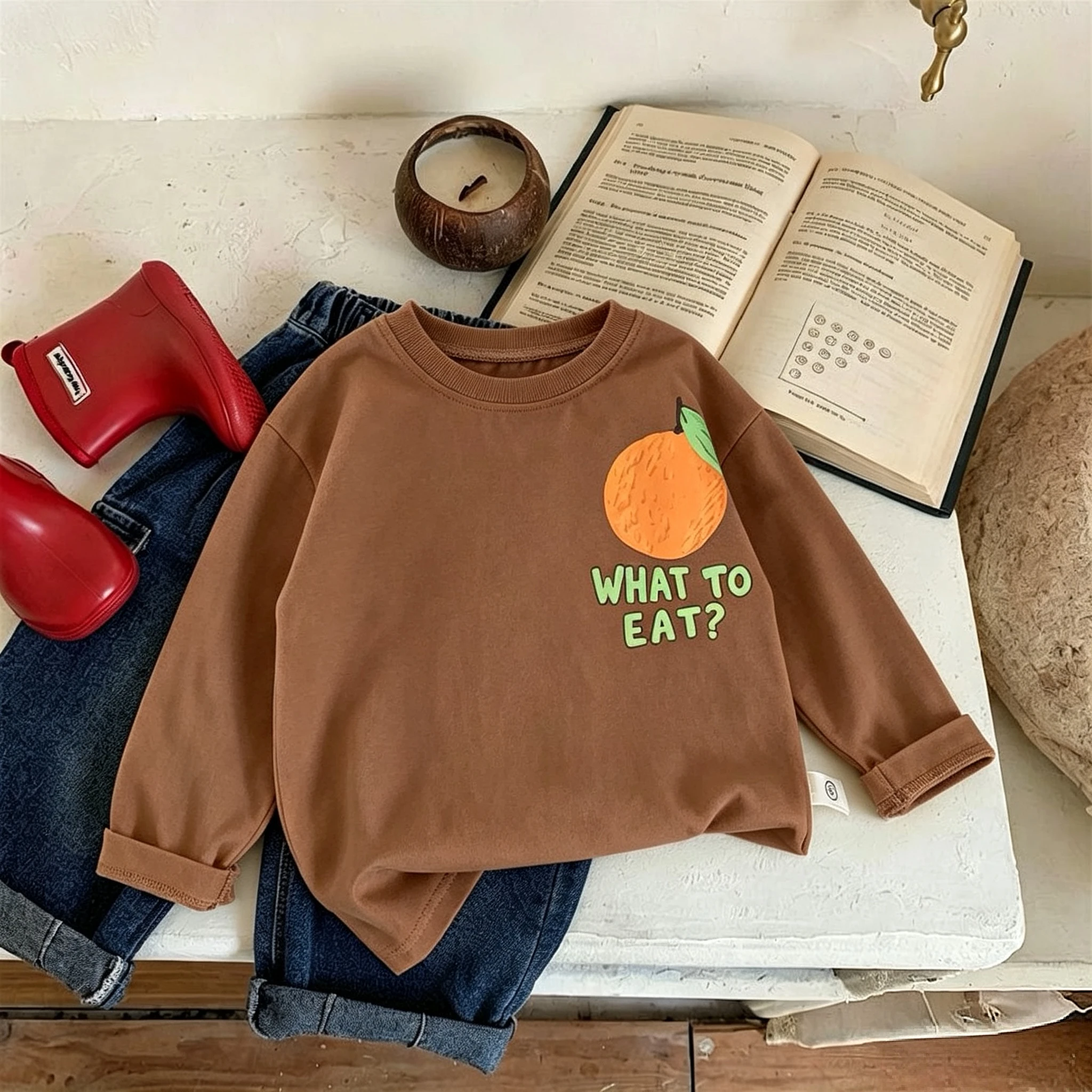 Langarm-T-Shirt für Mädchen und Jungen, Oberteile, Herbstkleidung, bedruckt, modisch, beliebt, Kinder-Unterhemd, Rundhalsbluse, Kinderbekleidung. – Detail 2