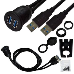 Car Dashboard Flush Mount USB Dock Adapter Dashboard Panel 3.0 Port Male to Female Cable Extension Cable for Motorcycle Boat Hot