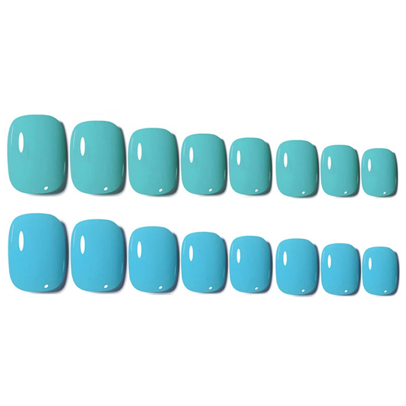 144 SZTUK - Krótkie Kwadratowe Niebieskie Sztuczne Paznokcie - Zestaw Pełne Pokrycie dla Stylowych Kobiet i Dziewcząt, Idealne na Co Dzień