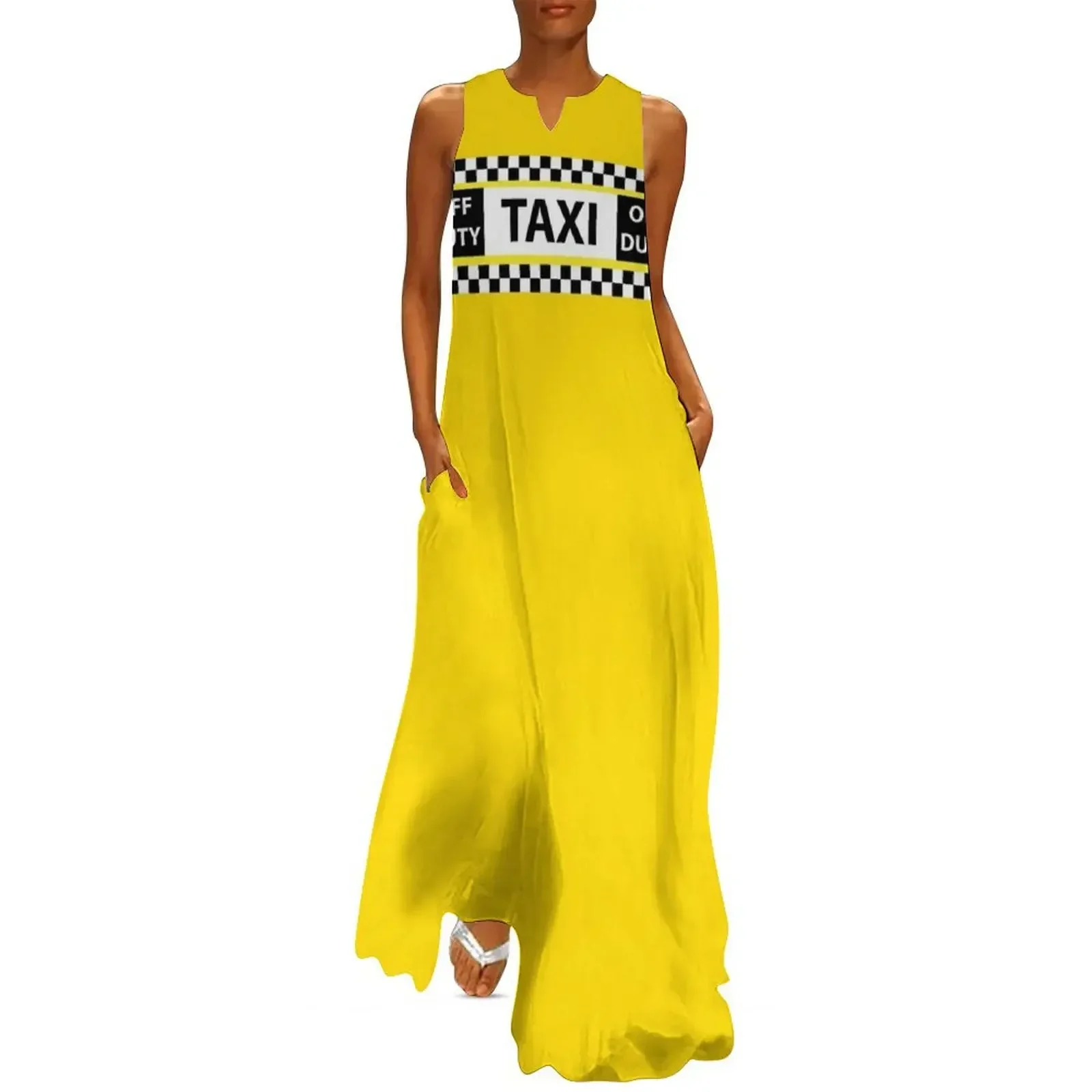 

New York Yellow Taxi Cab Off Duty Long Dress Cocktail of dresses festival outfit women chic and elegant woman dress Dress