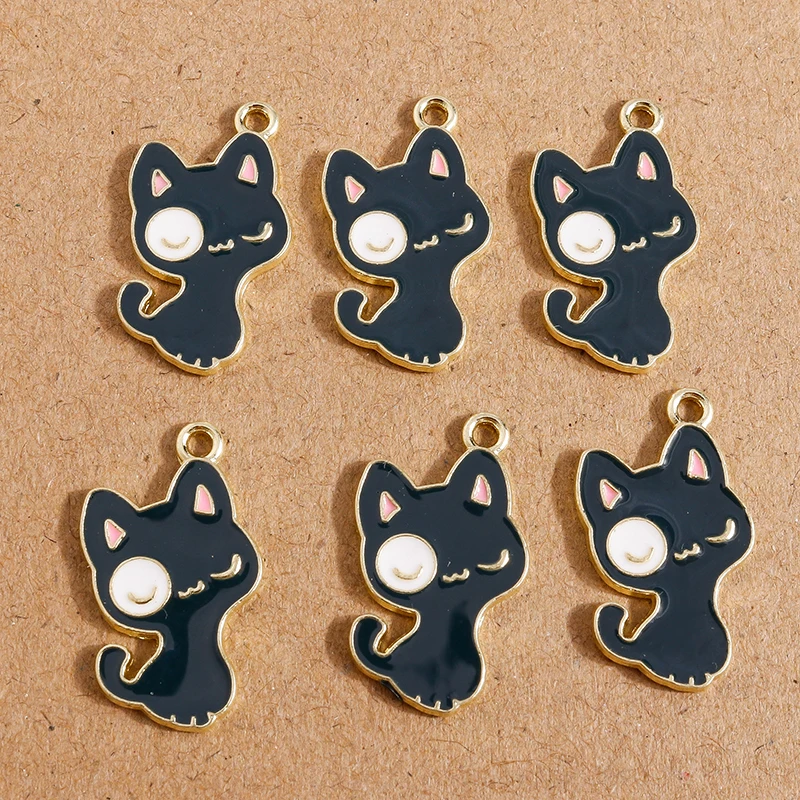 10 stücke Emaille Cartoon Tier Katze Charms Anhänger für Schmuck Herstellung Halskette Ohrringe DIY Armband Zubehör liefert – Detail 20