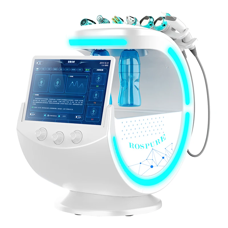 Hot Selling 8 In 1Ice Blue Hydra Water Facial Skin Analyzer Diamond Peel Clean Skn Dermabrasion Beauty Machine