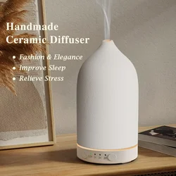 Essential Oil Diffuser 100ml Ceramic Ultrasonic Aroma Diffuser Humidifier Timer Setting 7 LED Colors Changing Lights For Home