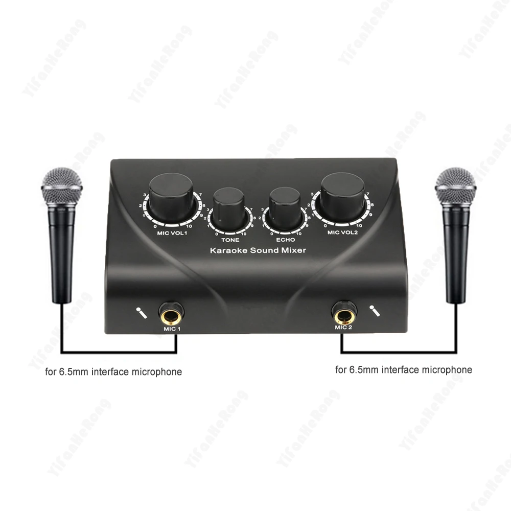 Mezclador de sonido de Karaoke profesional, sistema de Audio portátil, entradas de micrófono Dual, mezclador de sonido de Audio para amplificador y micrófono, EU/US