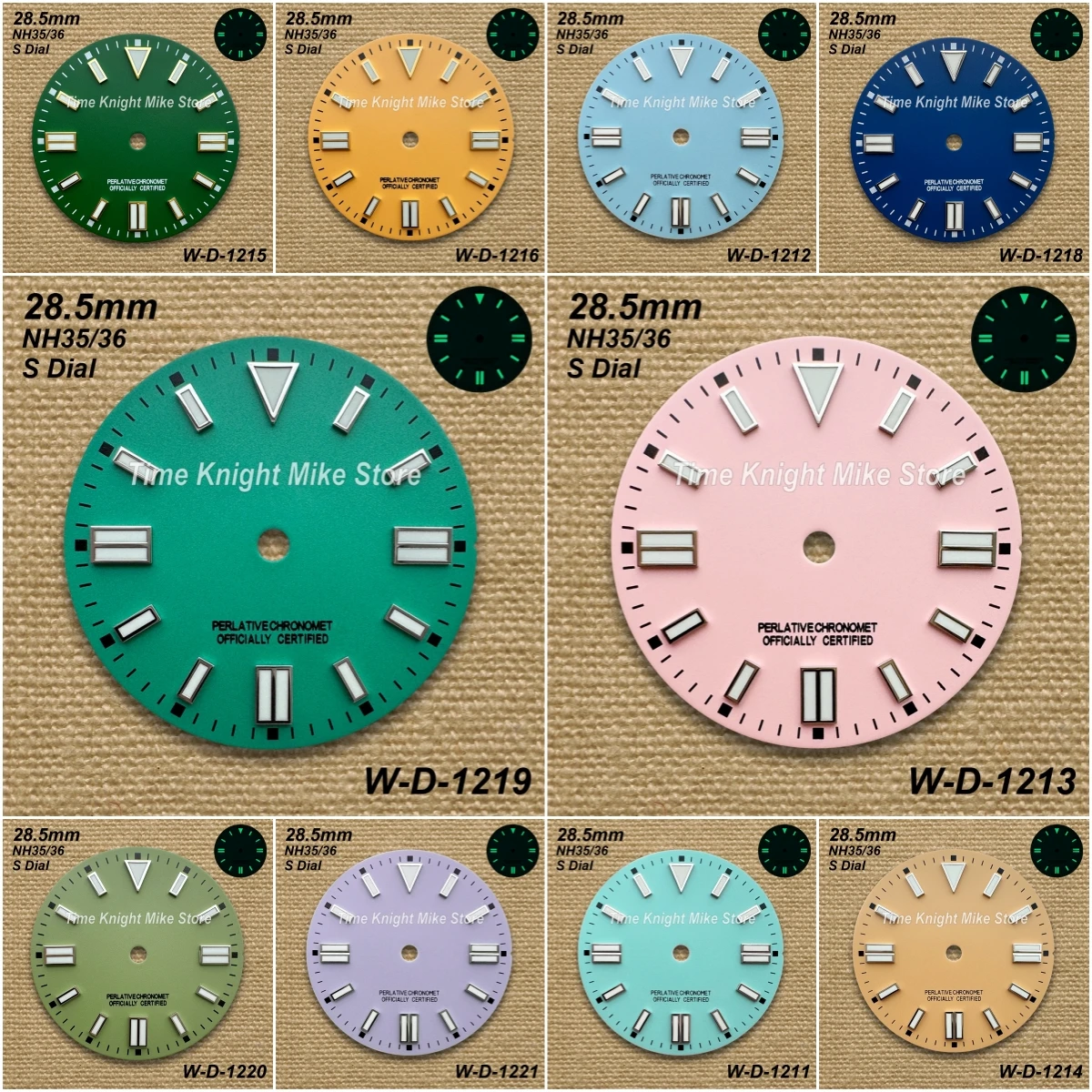 

28.5mm S logo Matte Dial Suitable For NH35/NH36 Automatic movement Green Luminous Quality Watch Modification Accessories