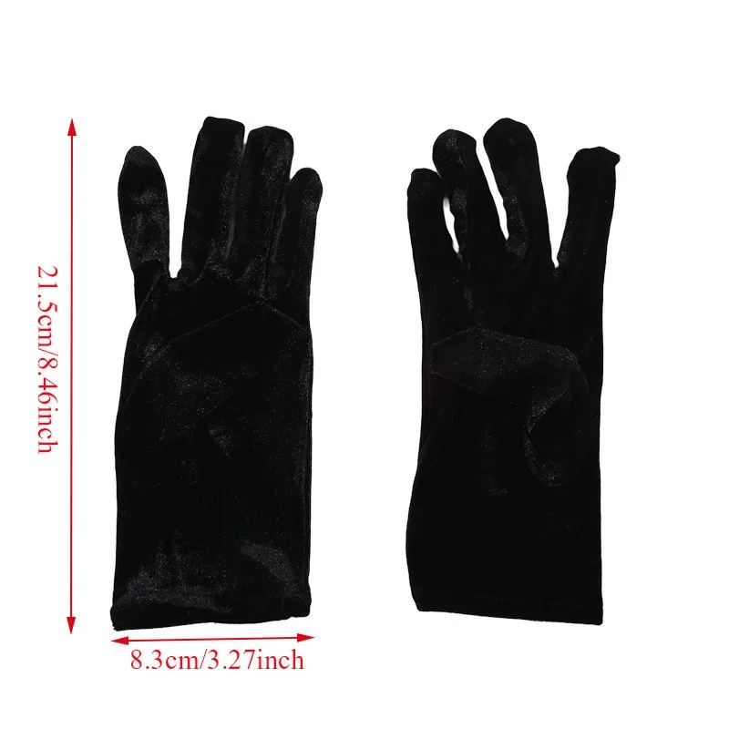 قفازات أوبرا مخملية قصيرة للنساء، قفازات قابلة للتمدد بطول المعصم، قفازات مأدبة لحفلات الشاي والهالوين