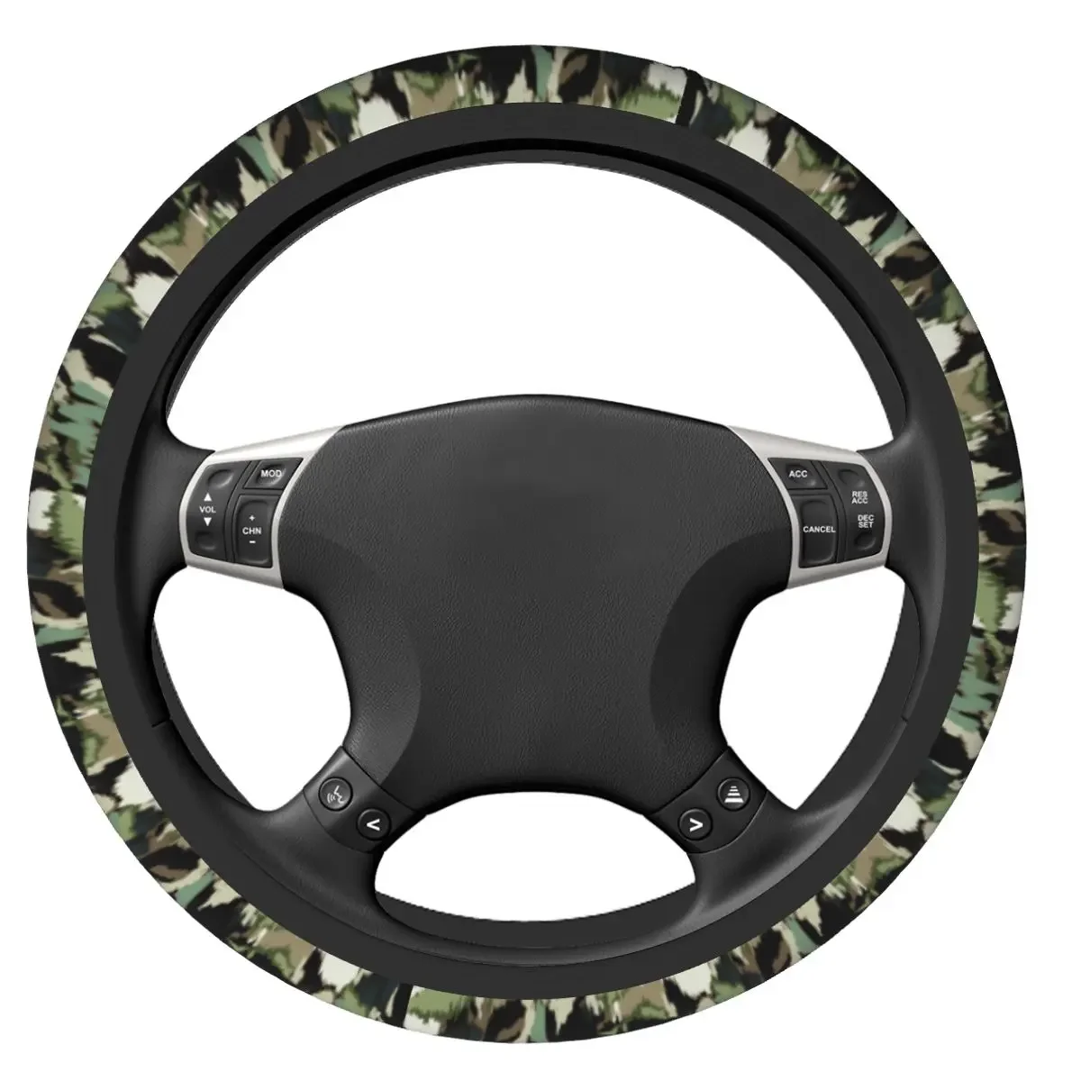 Splintertarn German Camouflage Car Steering Wheel Cover 38cm Elastic Army Auto Steering Wheel Protector Interior Accessories