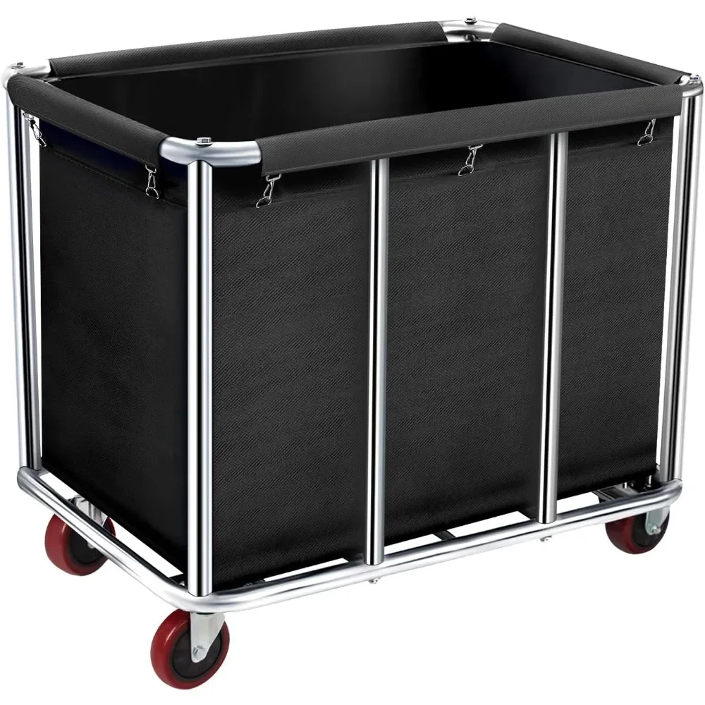 

Commercial Laundry Cart w/Wheels&with Removable Waterproof Canvas Lined Basket, 11.35Bushel Laundry Tumbler, for Hotels&Hospital
