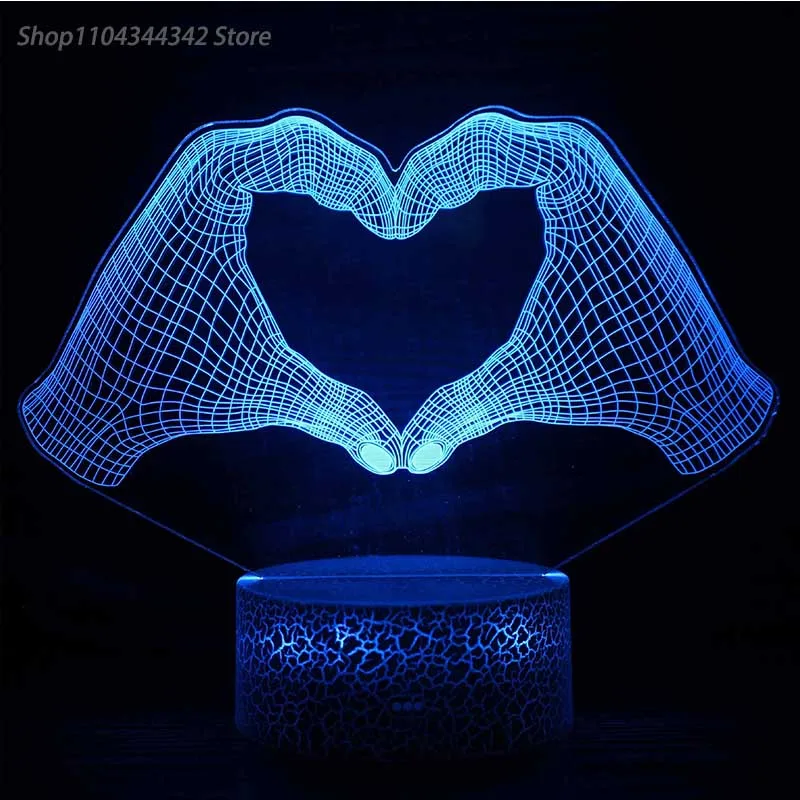 3D อะคริลิค Creative Gesture Nightlight ห้องนั่งเล่น Bedhead Creative เด็กของขวัญตกแต่ง USB บรรยากาศ Light