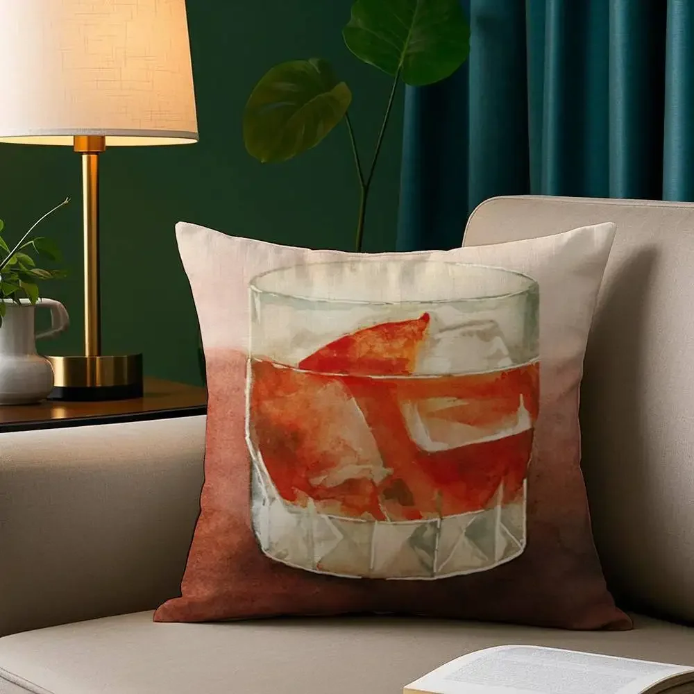 Warm Cocktail Art Double-sided Printed pillow cover Short plush Suitable living rooms bedrooms sofas throw cushion cover