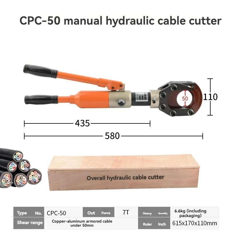 Ręczny hydrauliczny obcinak do kabli / cichy ekspres / przecinak do drutu Obcinak do kabli Miedziane opancerzone przecinaki do kabli