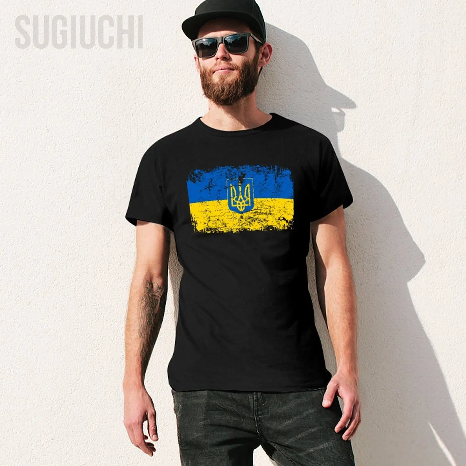 Unisex Men Vintage UKRAINE Emblem Tshirt Tees T Shirts Women Boys 100% Cotton T-Shirt