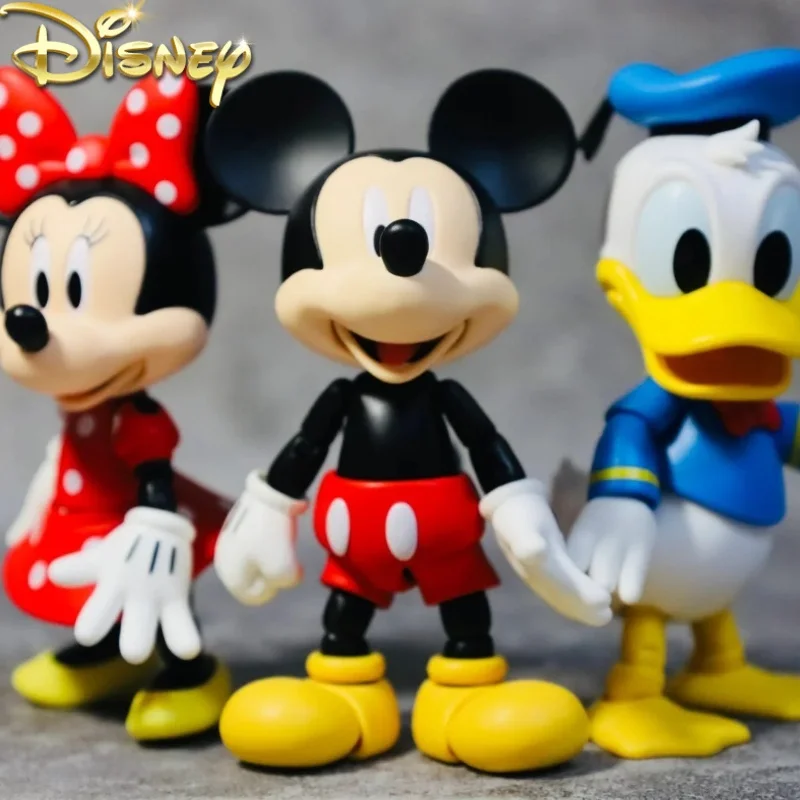 2024 Disney Mickey Mouse Minnie Donald Duck Action Figure Movable Joint Kawaii Anime Figurine Collection Model Statue Toys Gifts