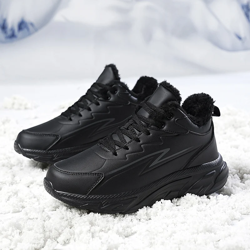 Mens Winter Warm Fleece Lined Comfortable Waterproof Sneakers Extra Sizes 46 47 48 Casual Sports Shoes