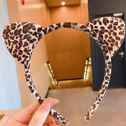 여성용 표범 고양이 귀 머리띠, 귀여운 머리띠, 머리띠, 머리 장식, 헤어 액세서리  Best5