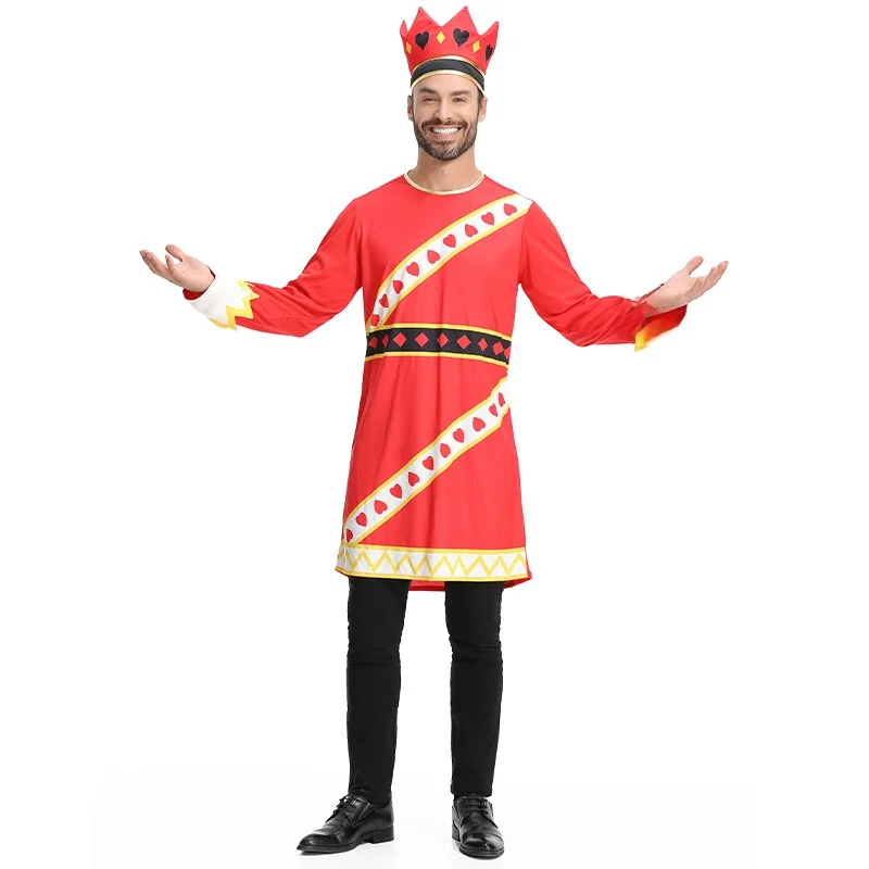 レッドキングコスチューム男性用ポーカーロールプレイングステージパフォーマンス服クリスマス衣装伝統的な中国の民族衣装