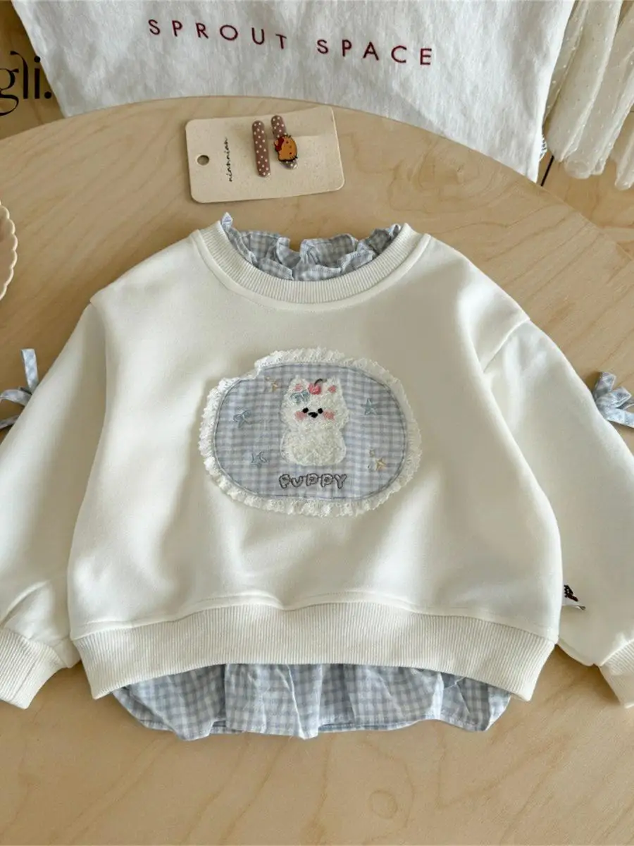 

Детская весенне-осенняя кофта-свитер с эффектом двухслойности, повседневная, удобная, для отдыха