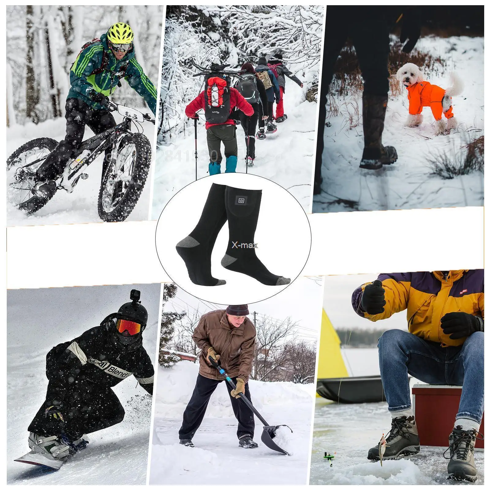 Meias de aquecimento com caixa de bateria recarregável anti-frio masculino térmico aquecido pé mais quente acampamento ao ar livre esqui esportes